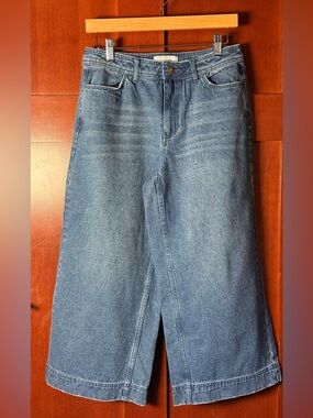 POPSUGAR Medium Wash Wide-Leg Cropped Denim Jeans Size 10